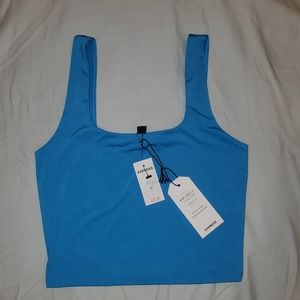 Body Contour High Compression Ribbed Square Neck Cropped Tank